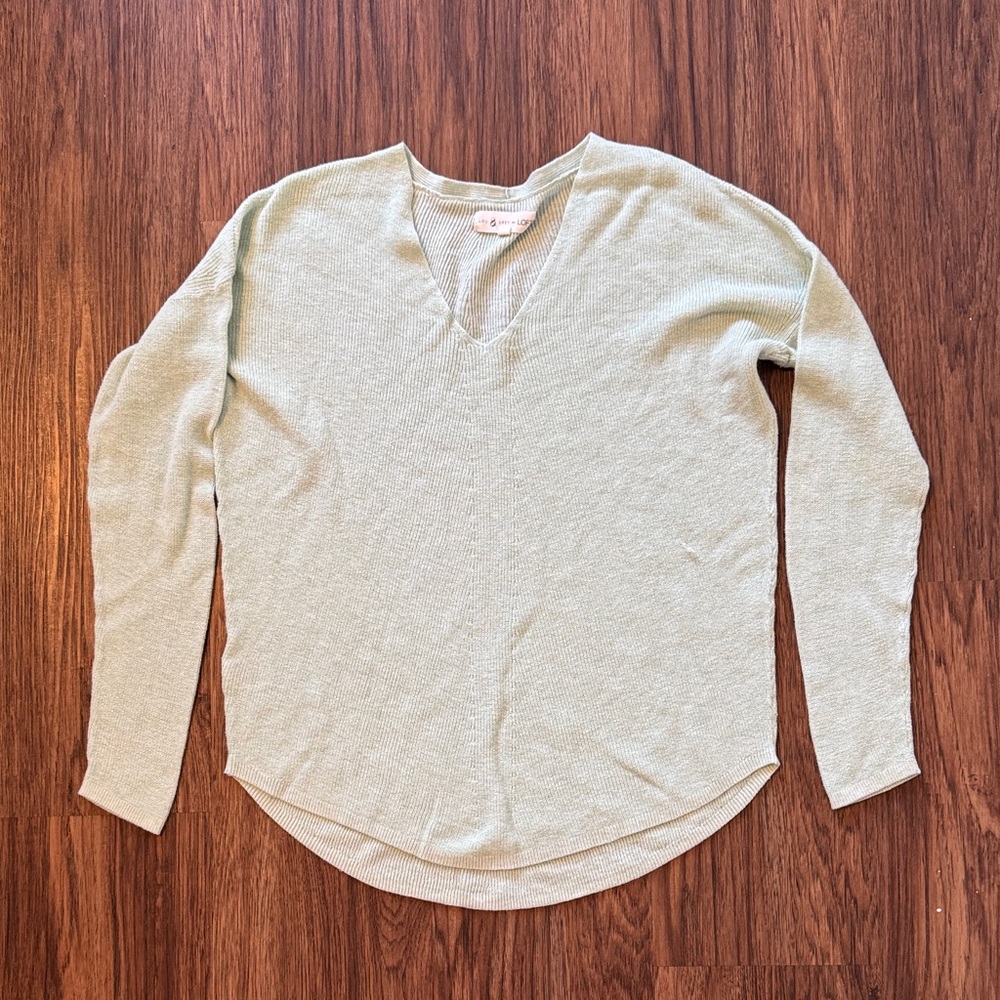 LOFT Light Green V-Neck Sweater